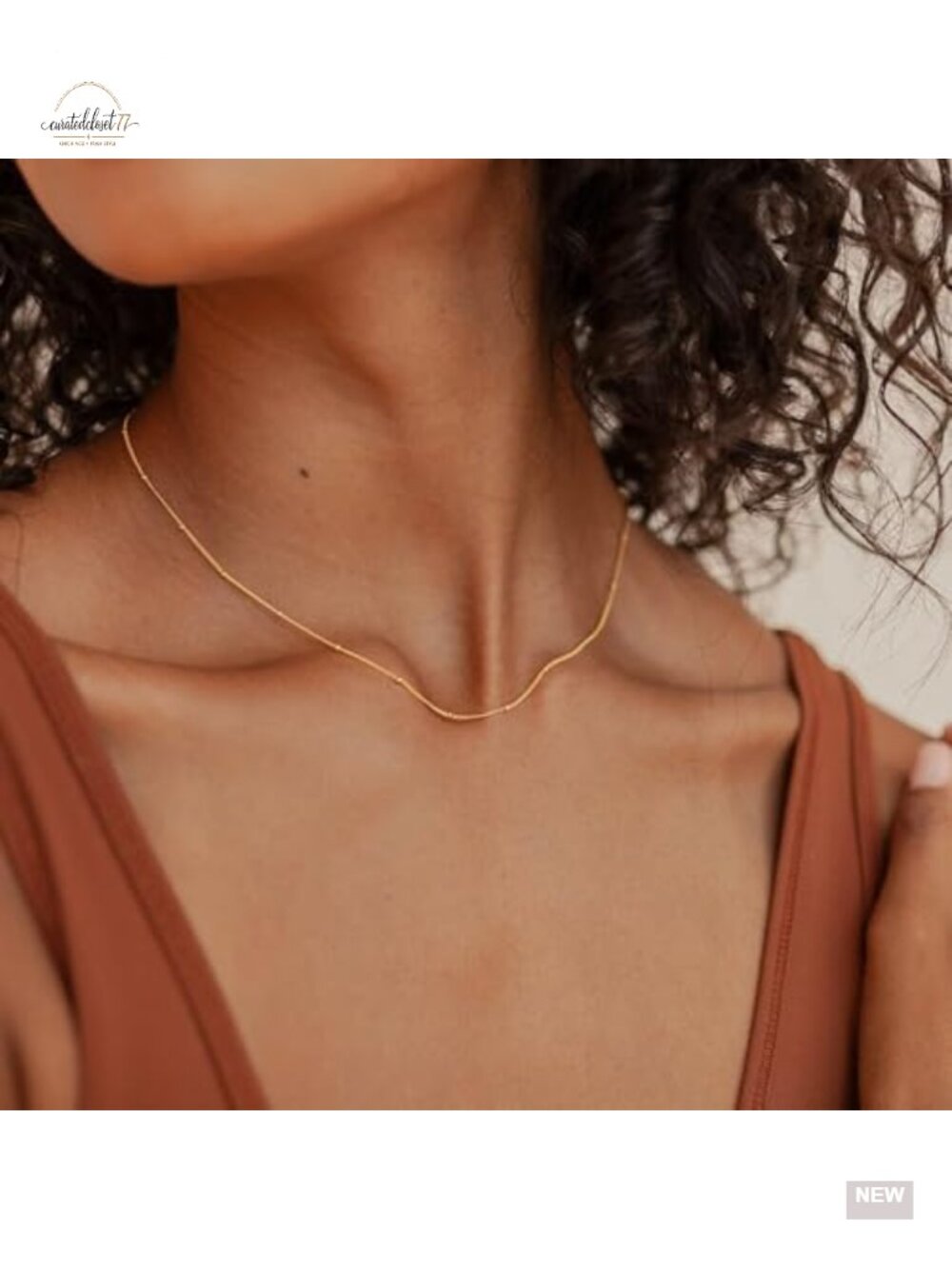14k Gold Plated Stainless Steel Dainty Stack Thin Chain Necklace Set - Picture 4 of 6